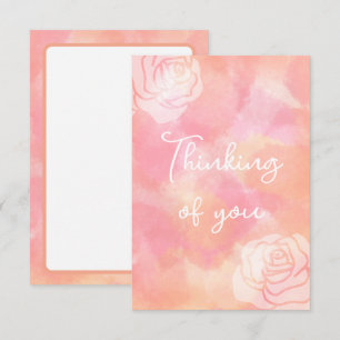 De Remerciements "Penser à vous" Rose, Carte Aquarelle rose