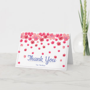 De Remerciements Pensez carte rose Dusty avec des fleurs en cascade