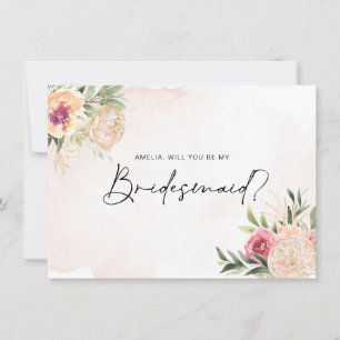 De Remerciements Peony et Gold Foil Blooms Bridesmaid carte plat