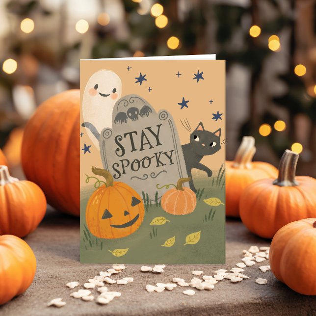 De Remerciements Restez Éffrayant Carte Note Halloween (Créateur téléchargé)