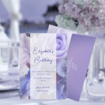 Rose bleu violet carte d'invitation d'anniversaire