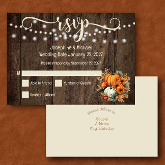 De Remerciements Rustic Automne Citrouille Mariage Carte RSVP