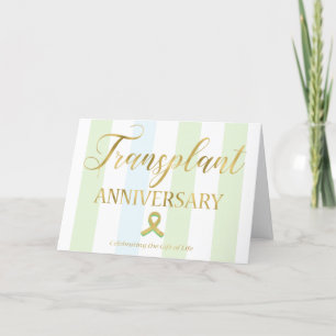 De Remerciements Transplant Anniversaire Or & Green Carte pliée