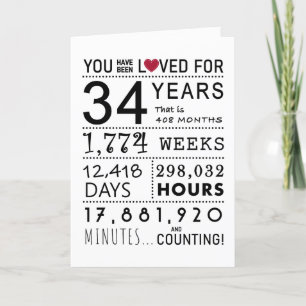 De Remerciements Vous Avez Été Aimé 34ème Carte Anniversaire