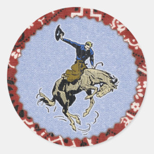 De rond autocollant occidental de cowboy de Buckin