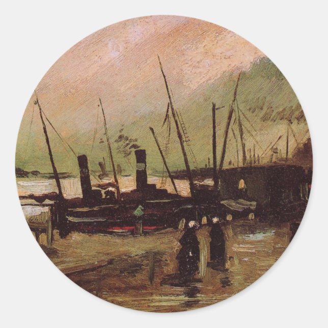 De Ruijterkade in Amsterdam von Vincent van Gogh Runder Aufkleber (Vorderseite)