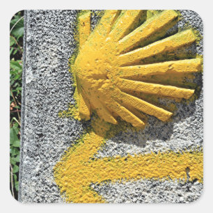 De Santiago de Compostela, Spanien, Muschel EL Quadratischer Aufkleber