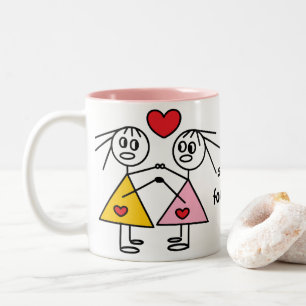 De soeurs chiffre adorable tasse de bâton pour