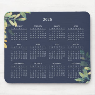 De Souris Calendrier Botanique Élégant Simple 2026 Tapis d
