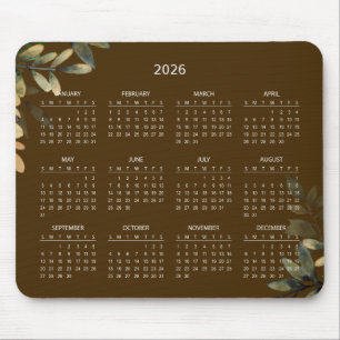 De Souris Calendrier Botanique Élégant Simple 2026   Tapis d