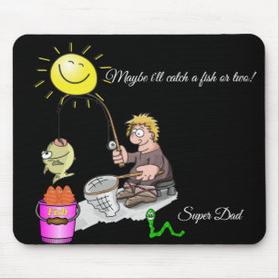 De Souris Pêcheur Poisson Sun Super Papa Pad Souris! Tapis d