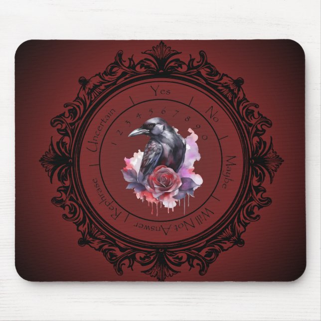 De Souris Tapis pendulaire corbeau gothique rouge (Devant)