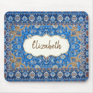 De Souris Tapis persan turc bleu oriental antique