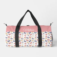 Sac fourre-tout monogramme papillons rose violet
