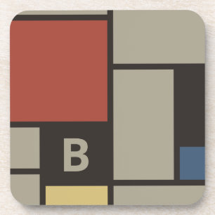 De Stijl Inspirierte Monogramm der farbigen Primär Getränkeuntersetzer