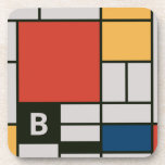 De Stijl Inspirierte Monogramm der farbigen Primär Getränkeuntersetzer<br><div class="desc">De Stijl (Piet Mondrian) inspiriertes Design mit personalisierbarem Textbereich. De Stijl, Niederländisch für "Stil", auch als Neoplastik bezeichnet, ist eine Kunstbewegung, die 1917 in den Niederlanden mit dem Schwerpunkt auf geradlinigen Formen und Primärfarben gegründet wurde. Der Stil hat sich im Laufe der Zeit bewahrt und ist perfekt geeignet, um unseren...</div>