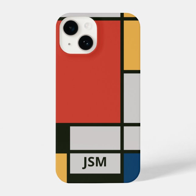 De Stijl Inspirierte Monogramm der farbigen Primär iPhone 14 Hülle (Rückseite)