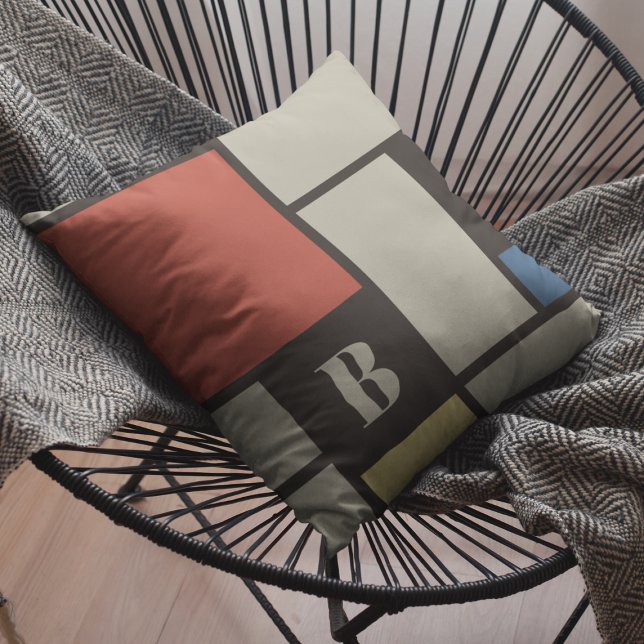 De Stijl Inspirierte Monogramm der farbigen Primär Kissen (Von Creator hochgeladen)