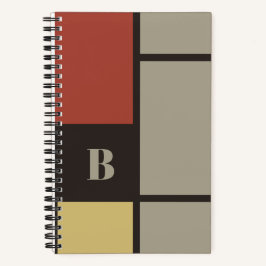 De Stijl Inspirierte Monogramm der farbigen Primär Notizbuch