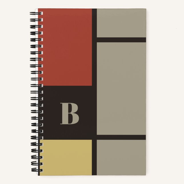 De Stijl Inspirierte Monogramm der farbigen Primär Notizbuch (Vorderseite)