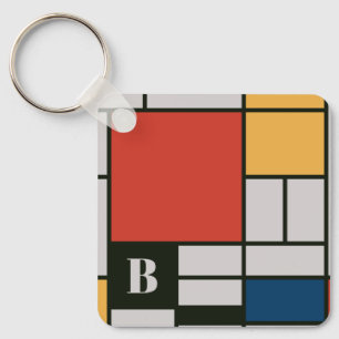 De Stijl Inspirierte Monogramm der farbigen Primär Schlüsselanhänger
