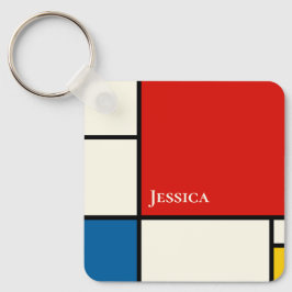 De Stijl Inspirierte Monogramm der farbigen Primär Schlüsselanhänger