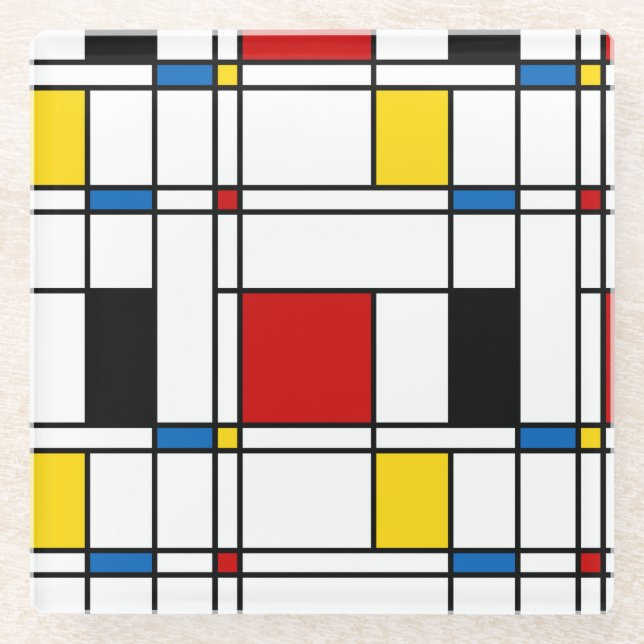 De Stijl-Muster Glasuntersetzer (Vorderseite)