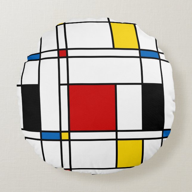 De Stijl-Muster Rundes Kissen (Vorderseite)