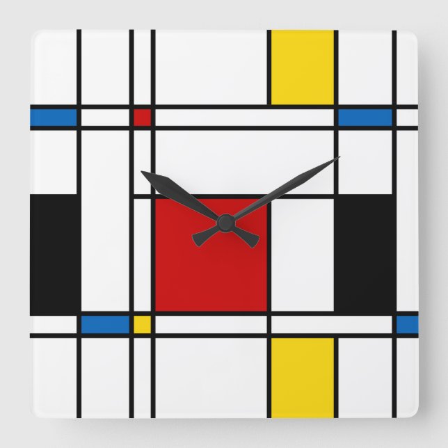 De Stijl Pattern Quadratische Wanduhr (Vorderseite)