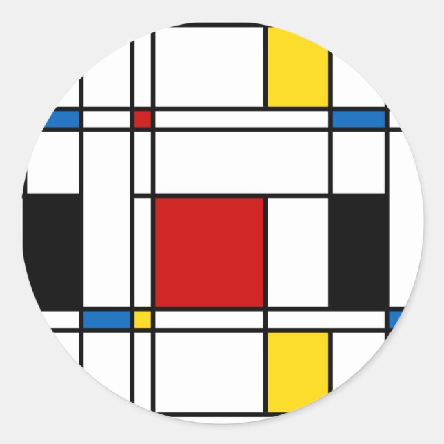 De Stijl Pattern Runder Aufkleber (Vorderseite)