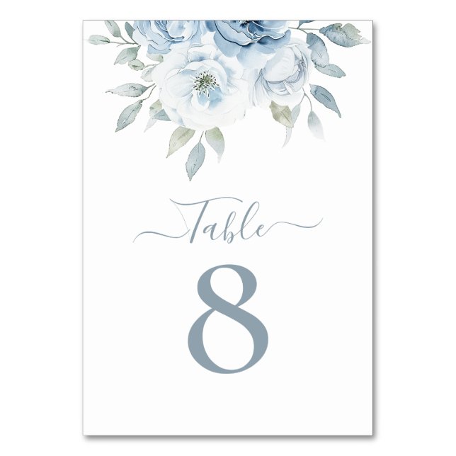 De Table aquarelle bleu poussiéreux fleurs numéro du tablea (Par défaut)
