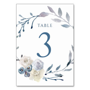 De Table aquarelle couronne bleu fleurie Tableau Numéro 3