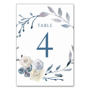 De Table aquarelle couronne bleu fleurie Tableau Numéro 4