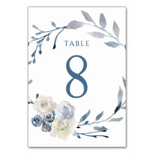 De Table aquarelle couronne bleu fleurie Tableau Numéro 8