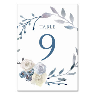De Table aquarelle couronne bleu fleurie Tableau Numéro 9