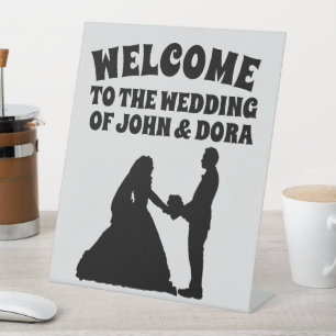 DE TABLE BIENVENUE MARIAGE RETRO FONT PEDESTAL SIGNE PERSON
