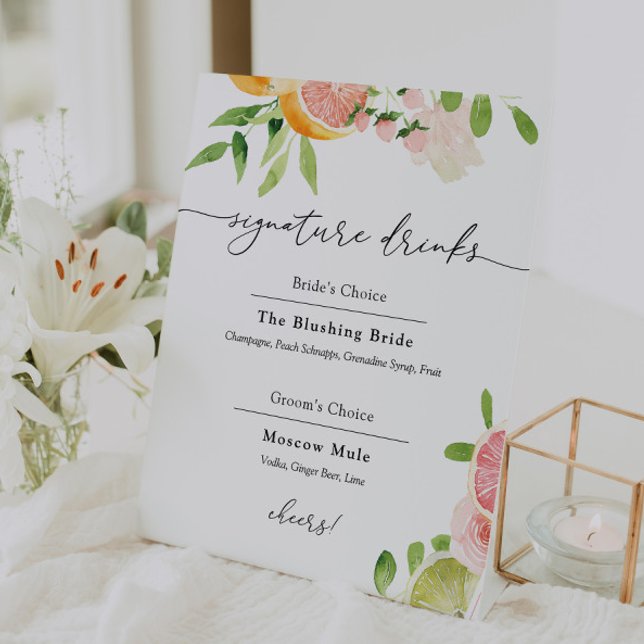 De Table Boissons Signature Citron Rose Fruit Signe (Créateur téléchargé)