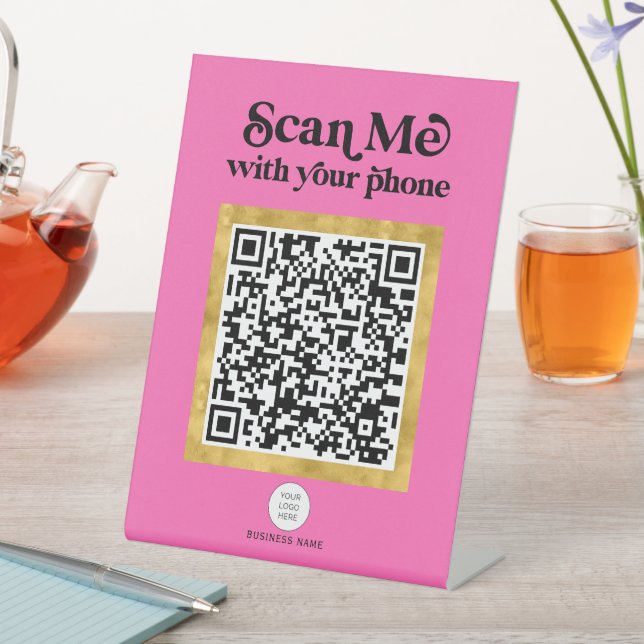 De Table Chaud rose moderne code QR tendance signe d'affair (In SItu)