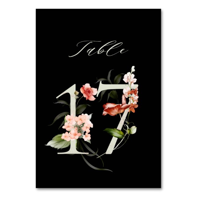 De Table Élégant Botanique Floral Numéro 17, Noir (Par défaut)