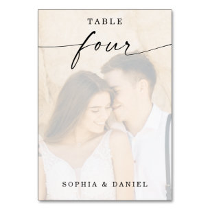De Table Élégant script Mariage photo Tableau Numéro Quatre