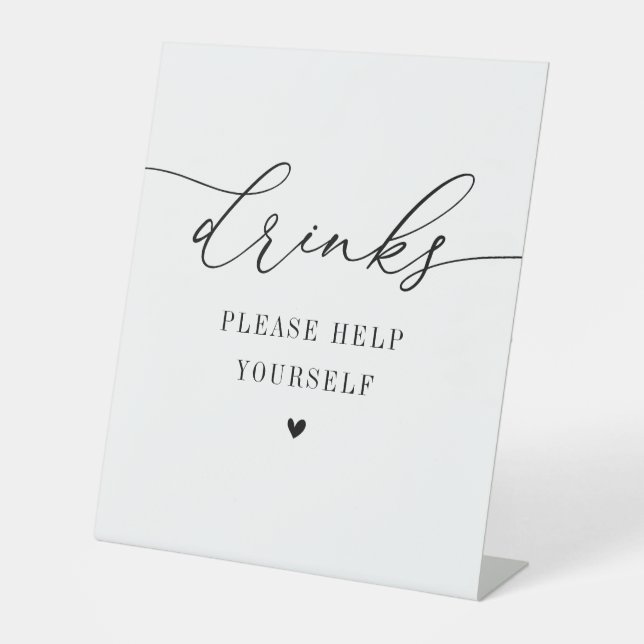 De Table élégant script noir et blanc signe boissons (Recto)