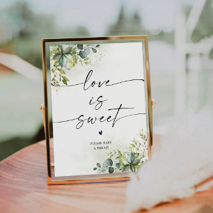 De Table Fête des mariées verte L'amour est doux signe