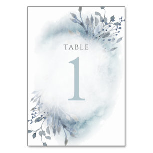 De Table fleurs d'aquarelle bleu poussiéreux Tableau Numéro