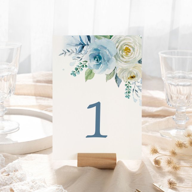 De Table Floral bleu poussiéreux Tableau 1 Mariage Numéro d (Créateur téléchargé)