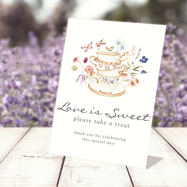 De Table L'Amour Élégant Est un Signe Doux (Tea Party Wildflowers Elegant Love Is Sweet Sign by Painted Paperie
)