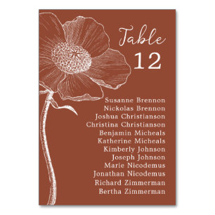 De Table Mariage Floral Orange Brûlé Numéro du tableau