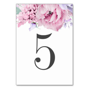 De Table Mariage floral rose et violet poussiéreux Numéro d