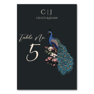 De Table Mariage moderne noir et Turquoise Peacock Numéro d