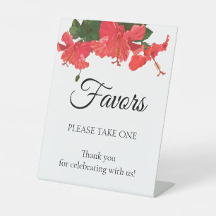 De Table Mariage signe des faveurs avec Hibiscus rouge