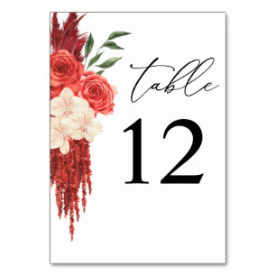 De Table Numéro du tableau Floral rouge